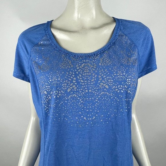 Lululemon Run Wild Short Sleeve Tech Women 10 EUC Stretch Ruffle Pocket Gum Run - Picture 6 of 11